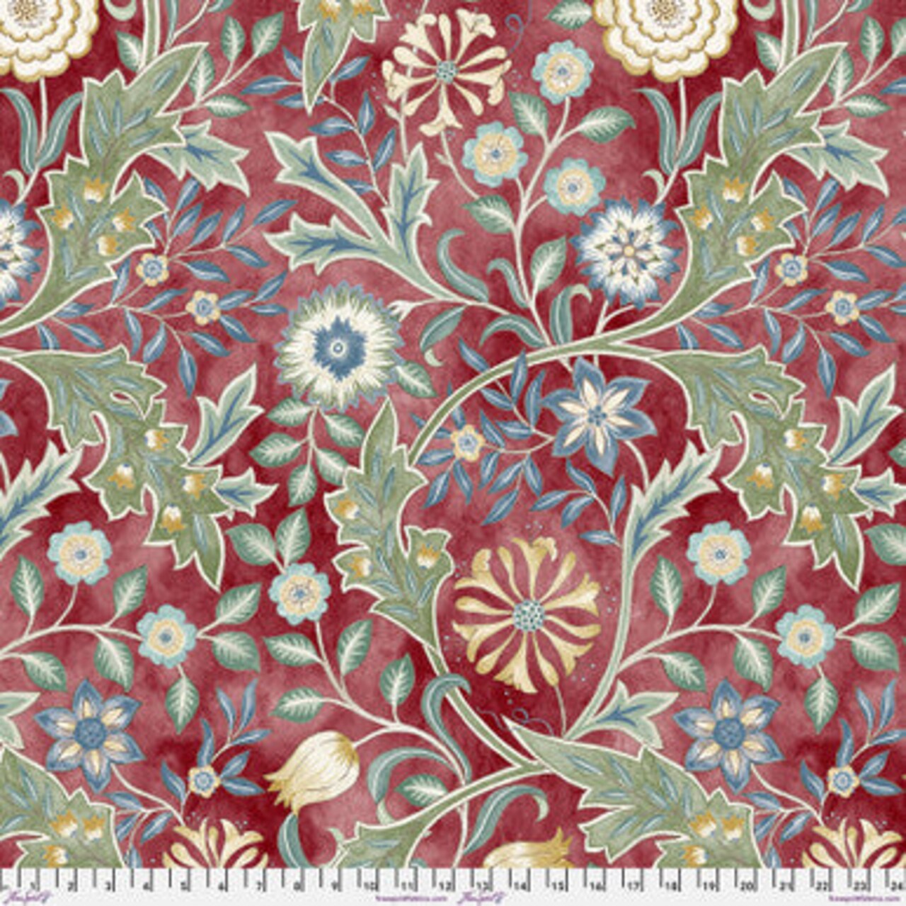 Fabric FreeSpirit Morris & Co. Crimson Wilhelmina Oxford Holiday 108" Wide Back by the Quarter Yard QBWM010